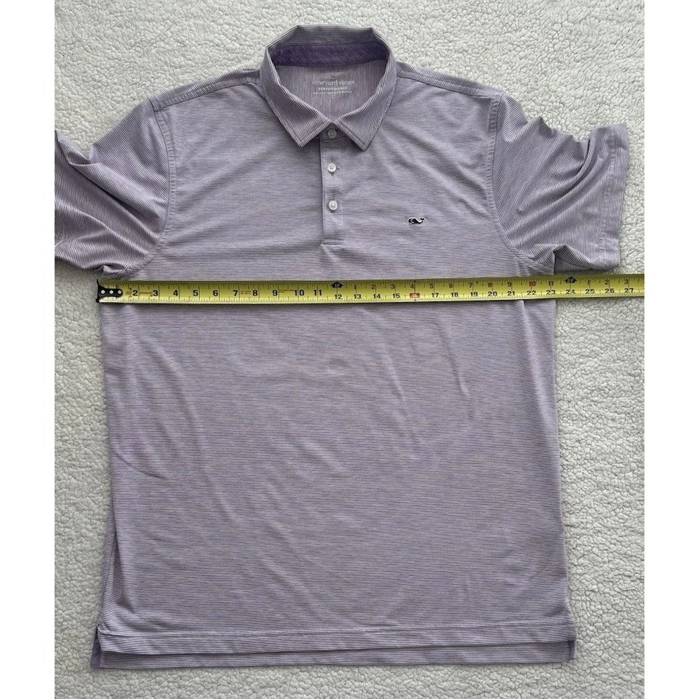Mens Vineyard Vines Performance Polo Shirt Purple Stripe Short Sleeve Size L - Picture 7 of 14